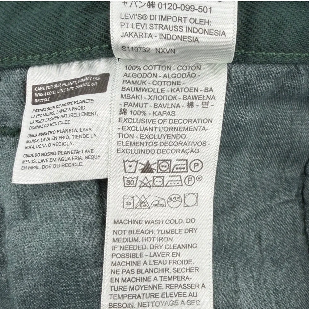 Levi's Jeans Mens 36x34 Hunter Green 501 Original Straight Leg Button Fly Cotton